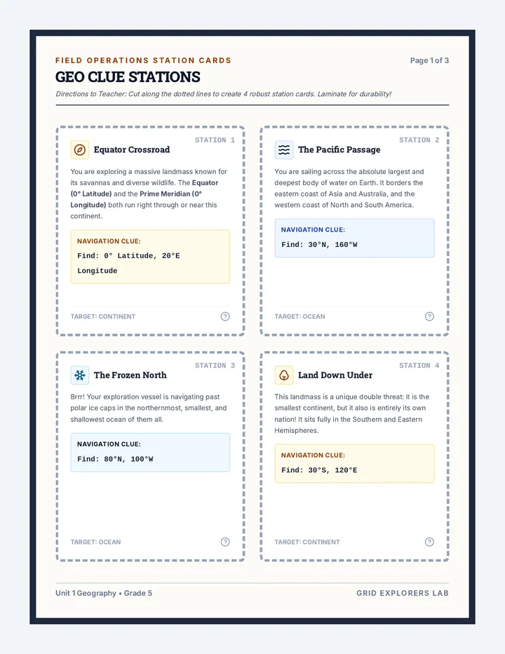 Geo Clue Task Cards