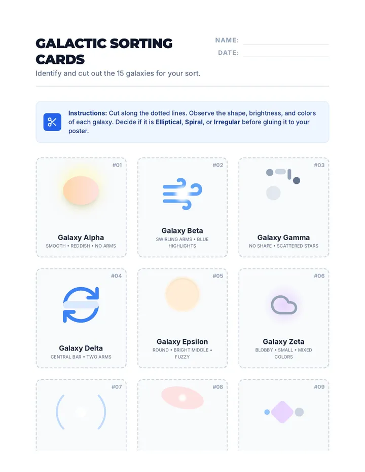 Galactic Sorting Cards