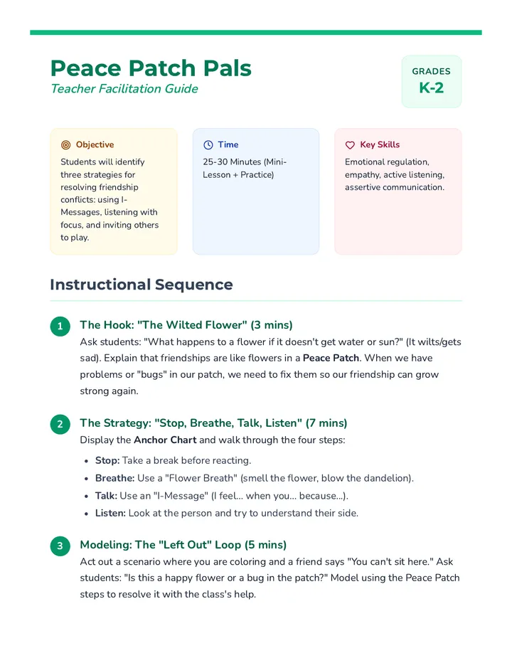 Peace Patch Lesson Guide