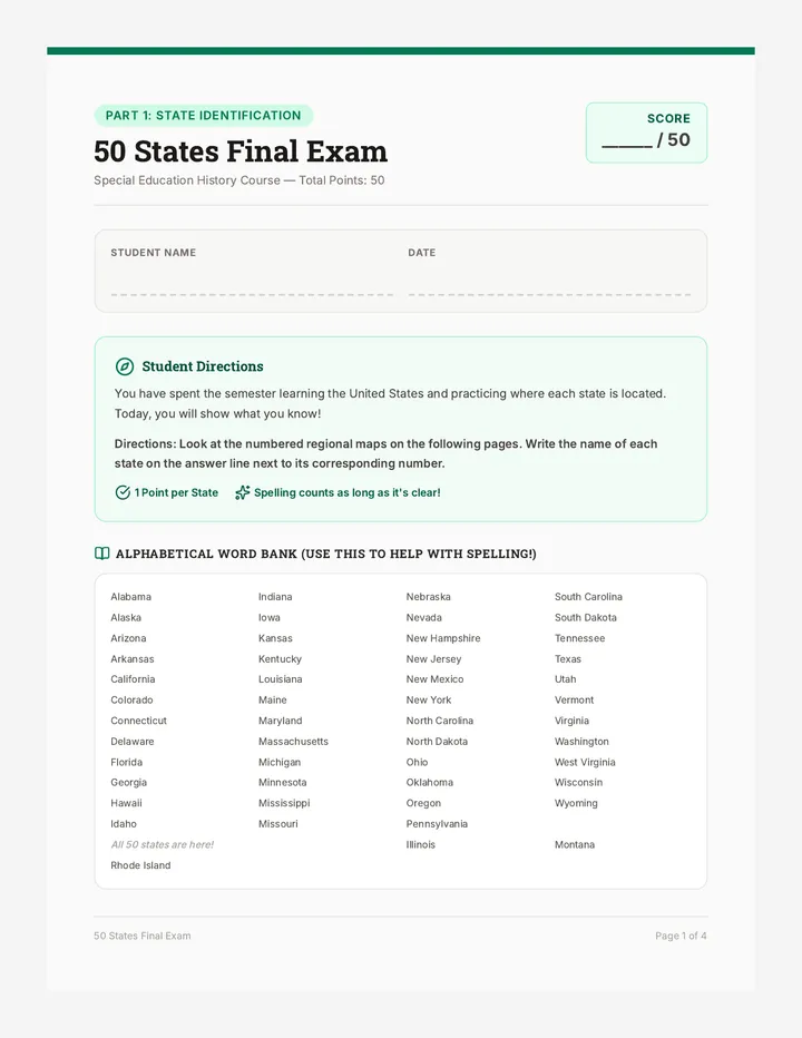 State Spotters Final Exam