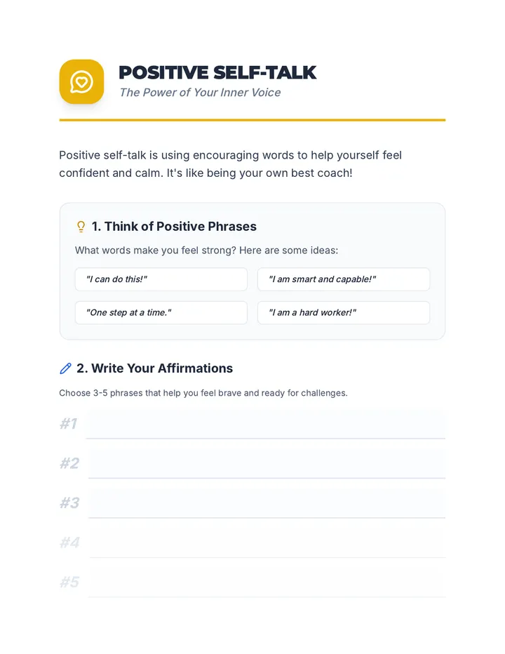 Positive Self-Talk Activity