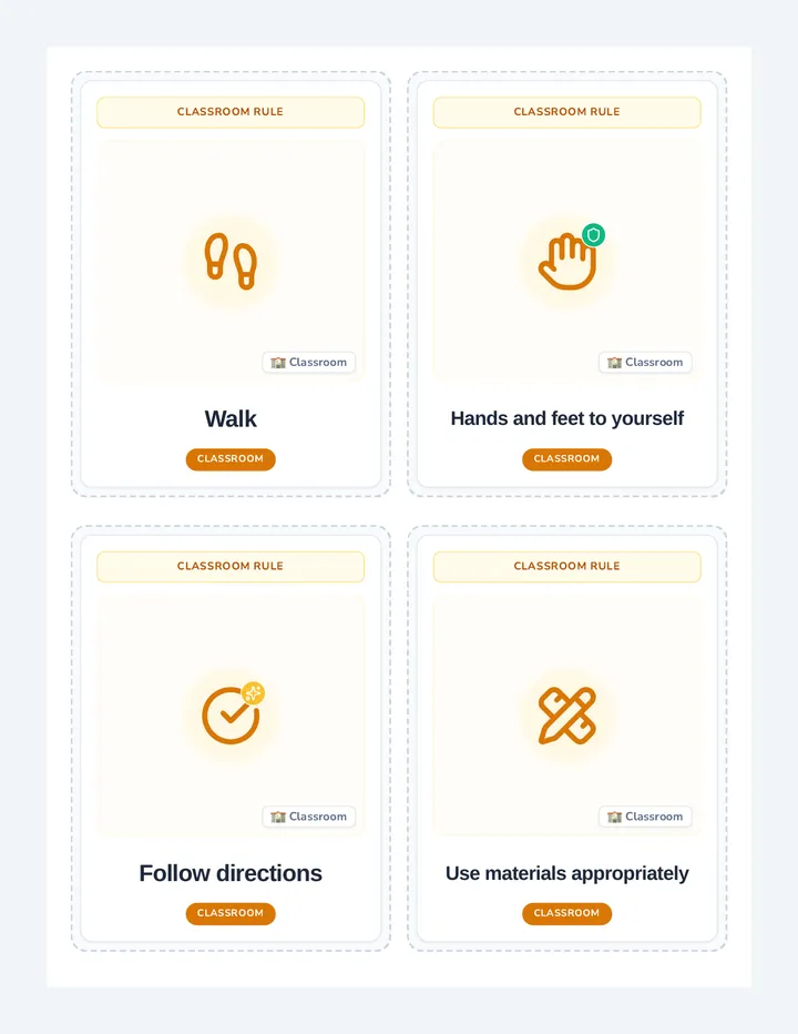 Behavior Rules Task Cards