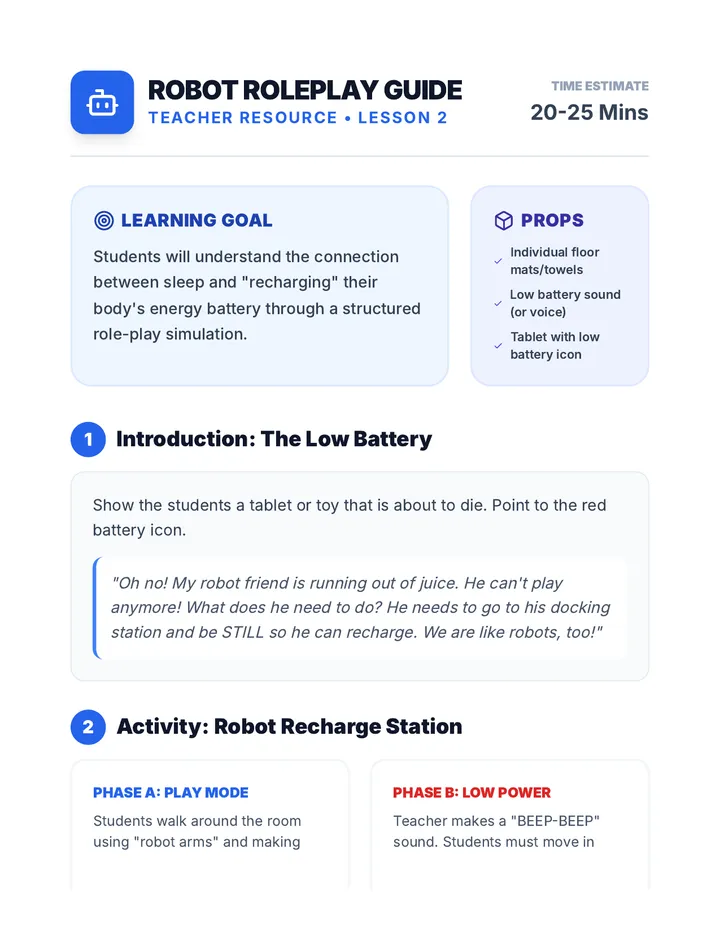 Robot Recharge Teacher Guide