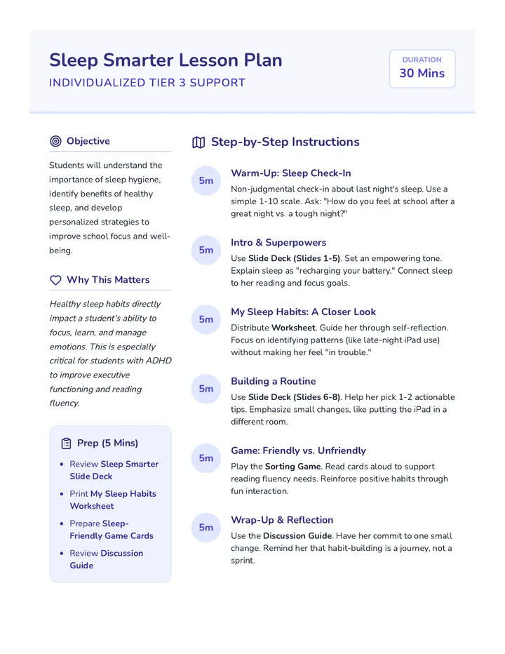 Sleep Smarter Lesson Plan
