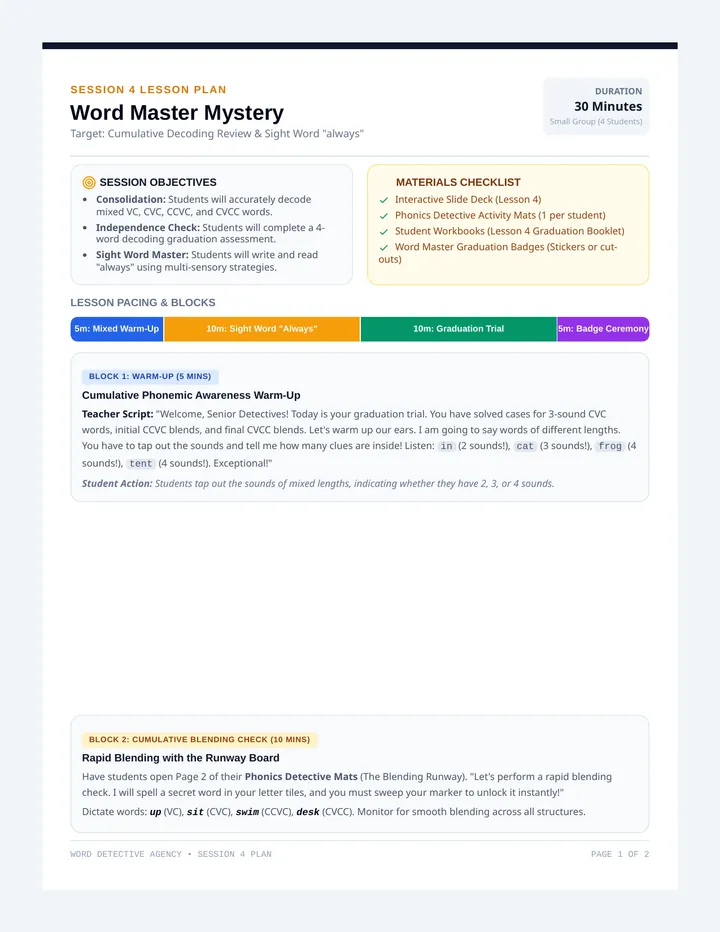 Word Master Mystery Teacher Guide