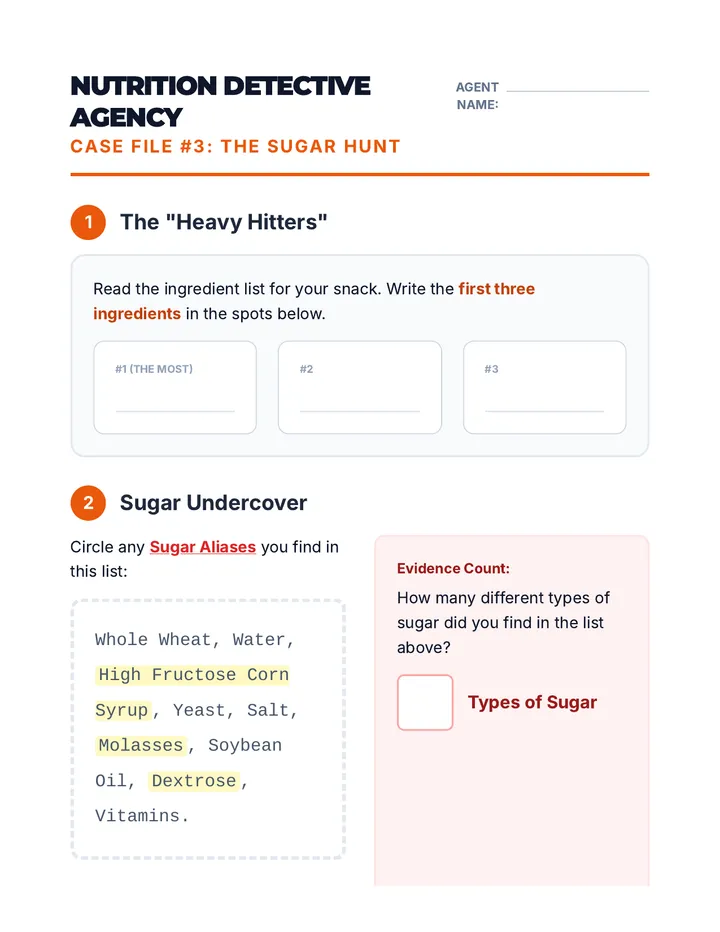 Sugar Hunt Worksheet