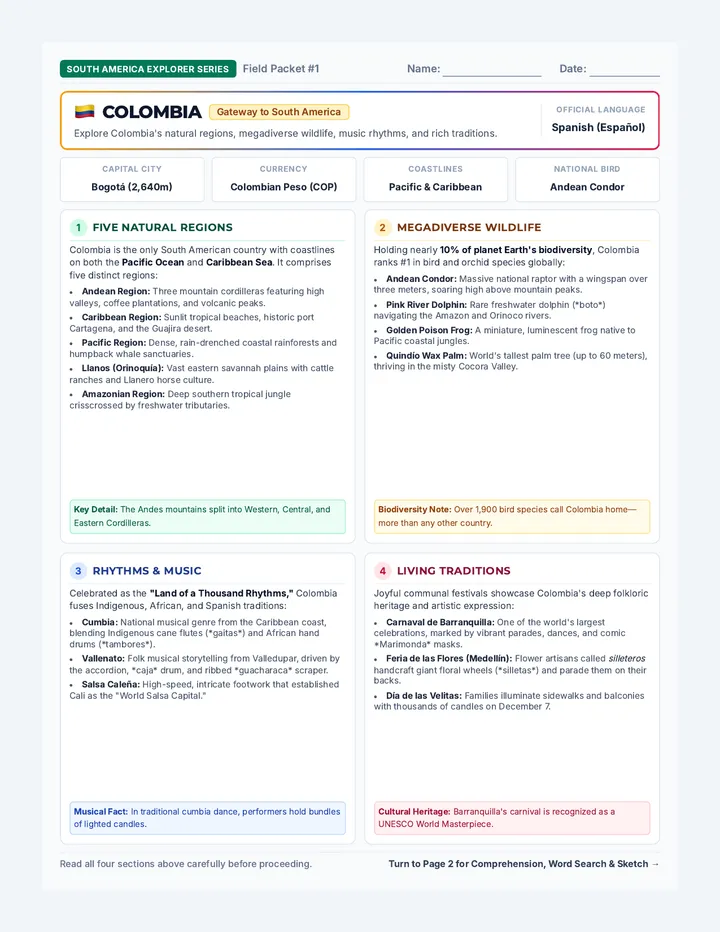 Colombia Explorer Packet