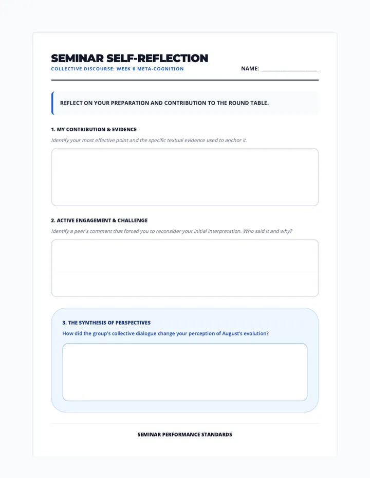 Wonder Seminar Reflection Rubric