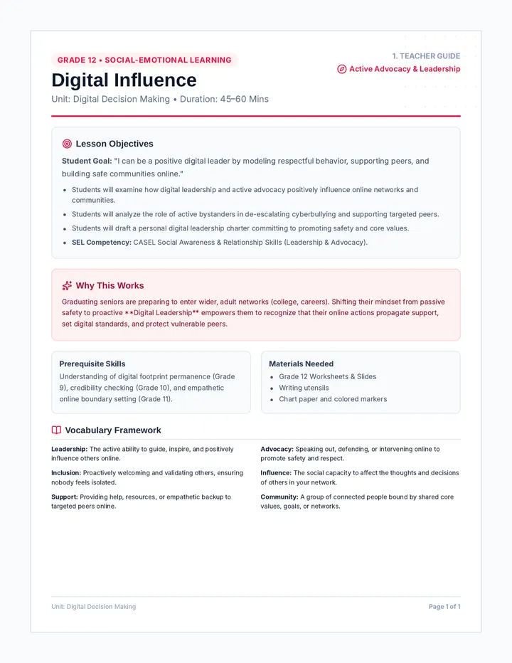 Digital Influence Teacher Guide