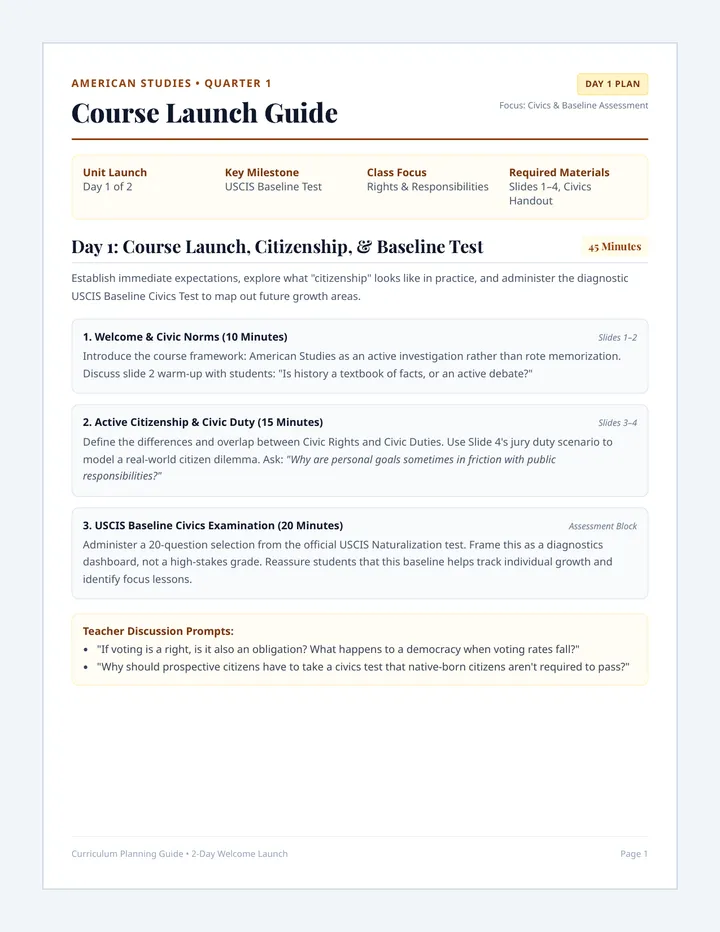 Course Launch Teacher Guide