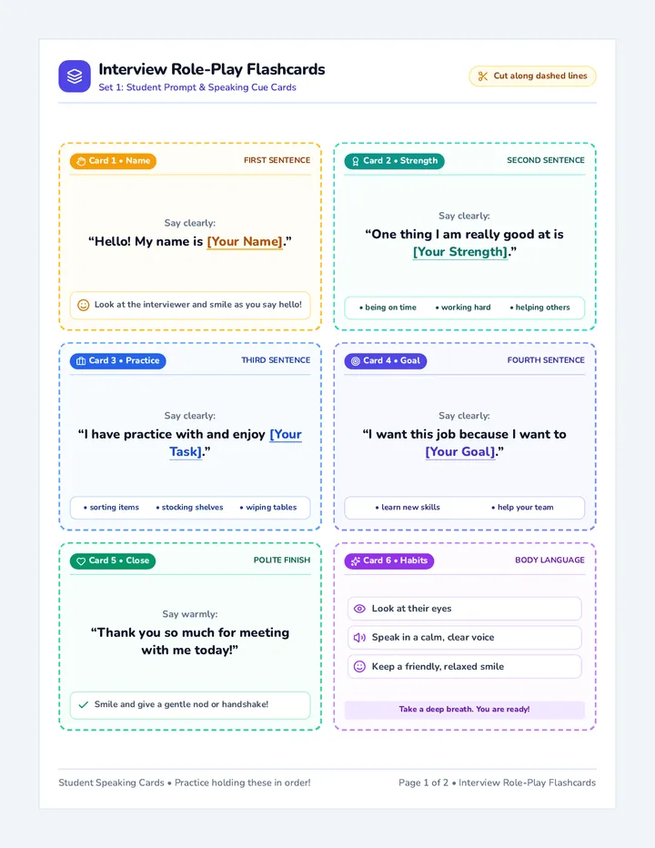 Interview Role Play Flashcards