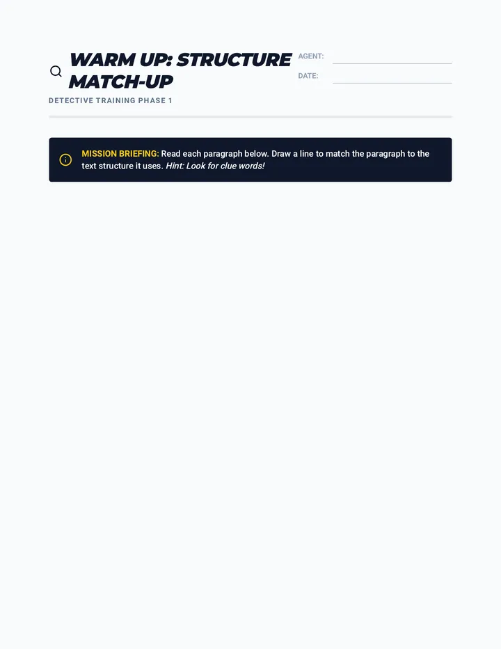 Structure Match Up Warmup