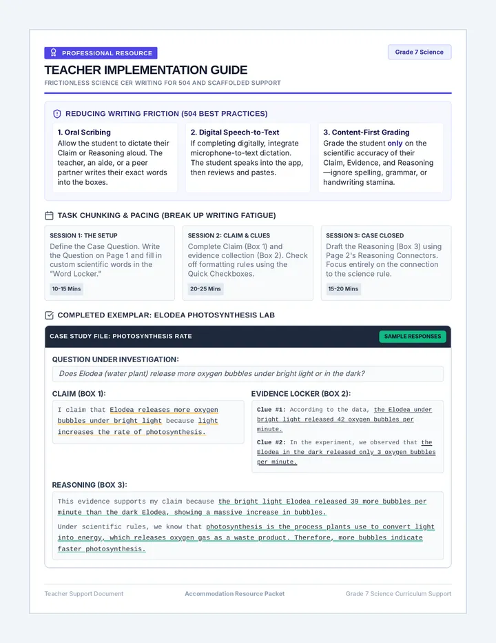 Evidence Detective Teacher Guide