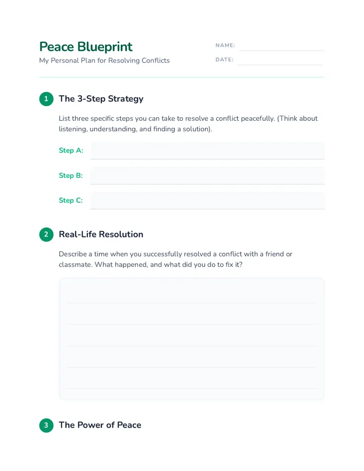 Conflict Resolution Steps Worksheet