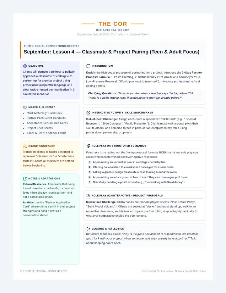 Classmate Project Pairing Lesson Plan