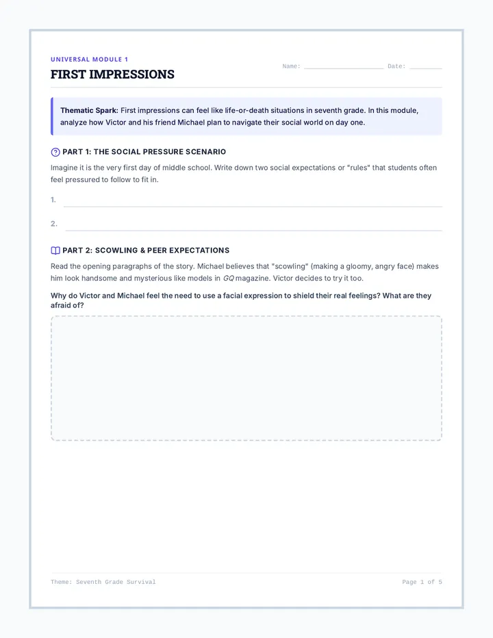 First Day Universal Worksheets