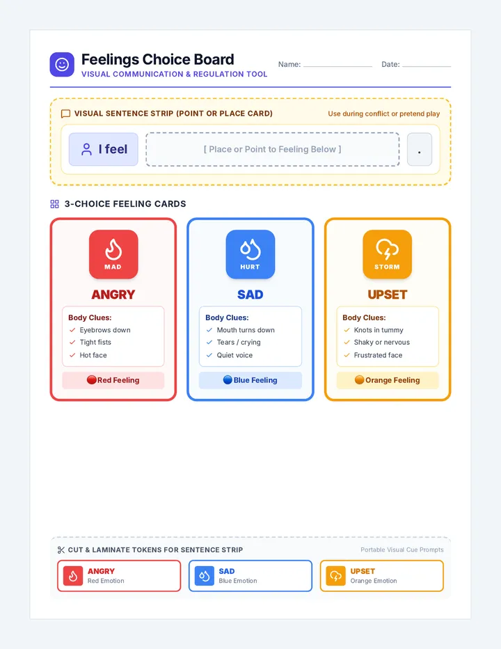 Feelings Choice Board Toolkit