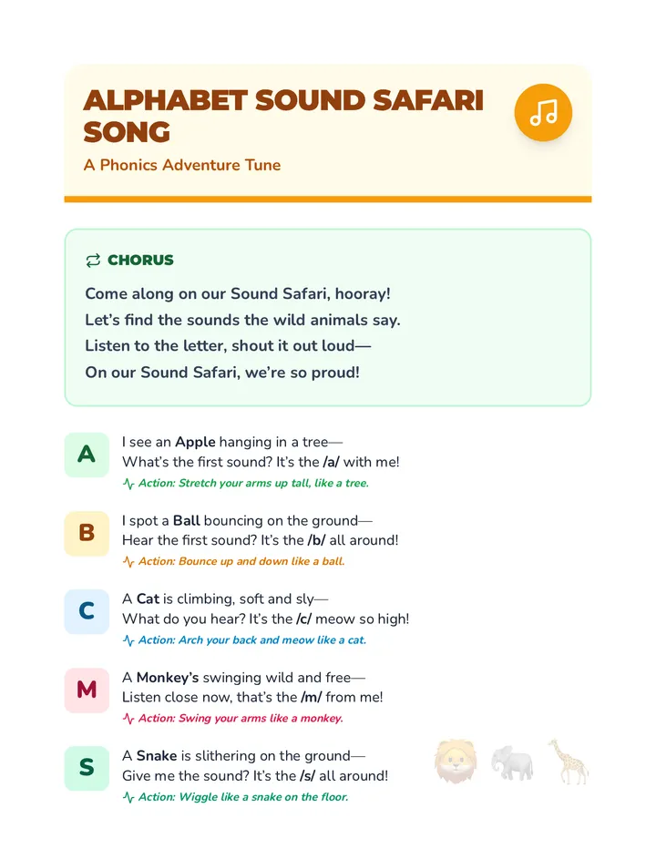 Alphabet Sound Safari Song Lyrics