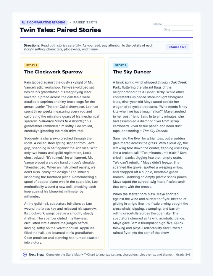 Twin Tales Reading Handout