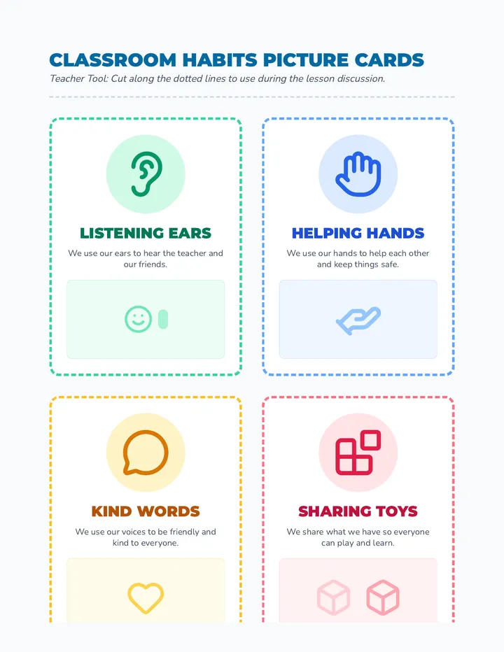 Classroom Habits Picture Cards