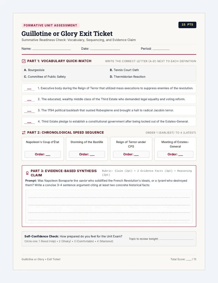 Guillotine or Glory Exit Ticket