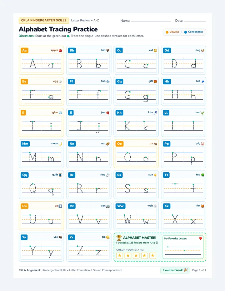 Alphabet Tracing Worksheet