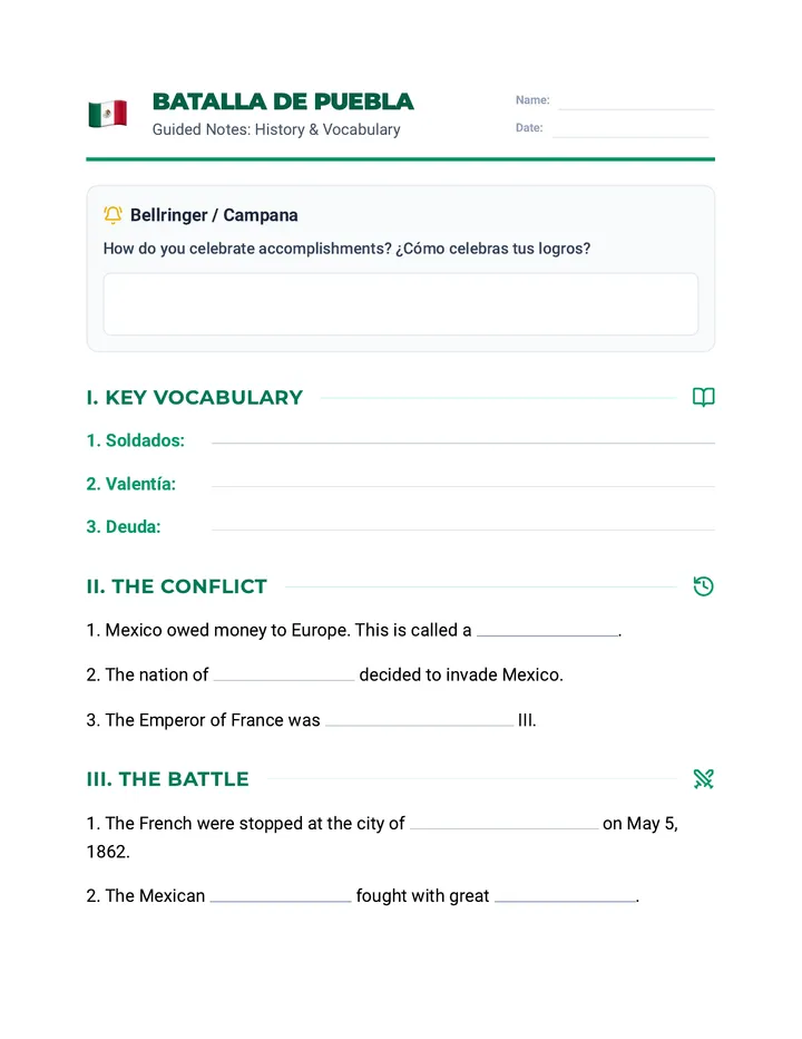 Cinco de Mayo Guided Notes