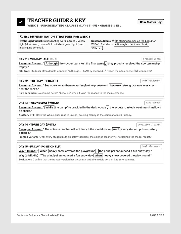 Complex Connections Teacher Key