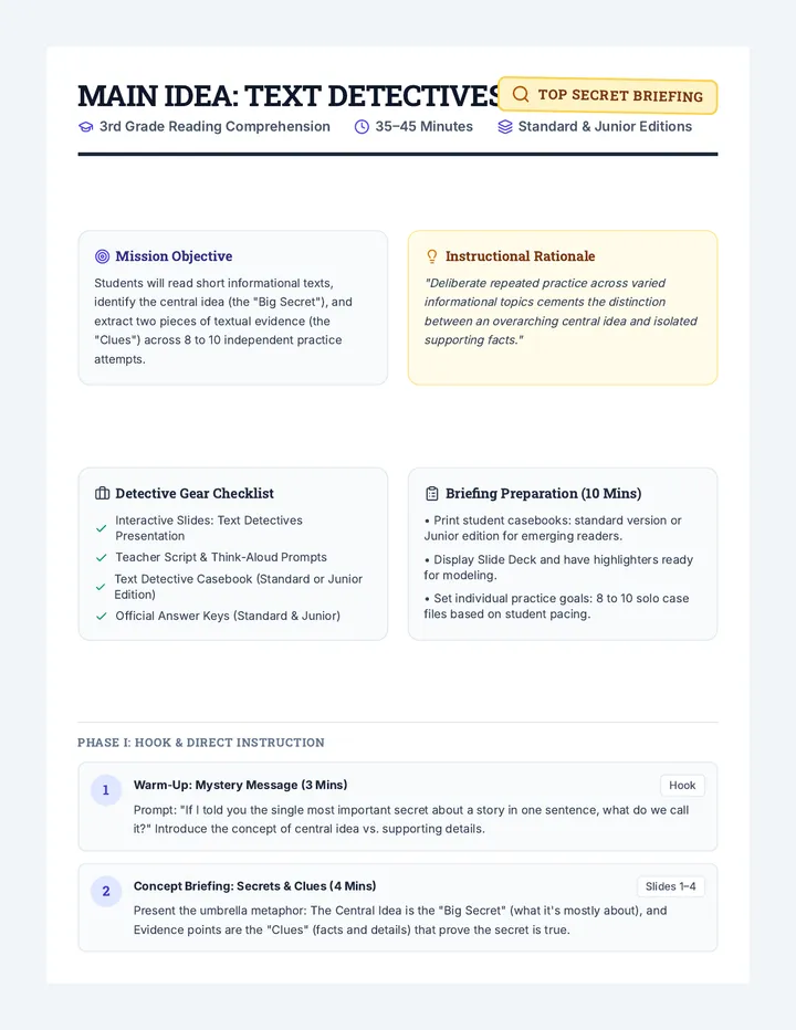 Main Idea Detective Lesson Plan