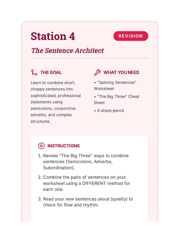 Sentence Architect Task Card