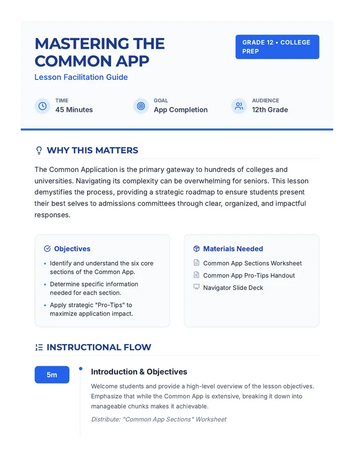 App Lessons Mastering the Common App • Lesson • Lenny.com