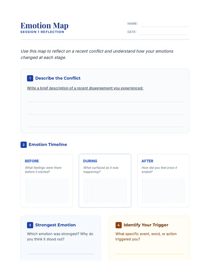 Emotion Map Worksheet