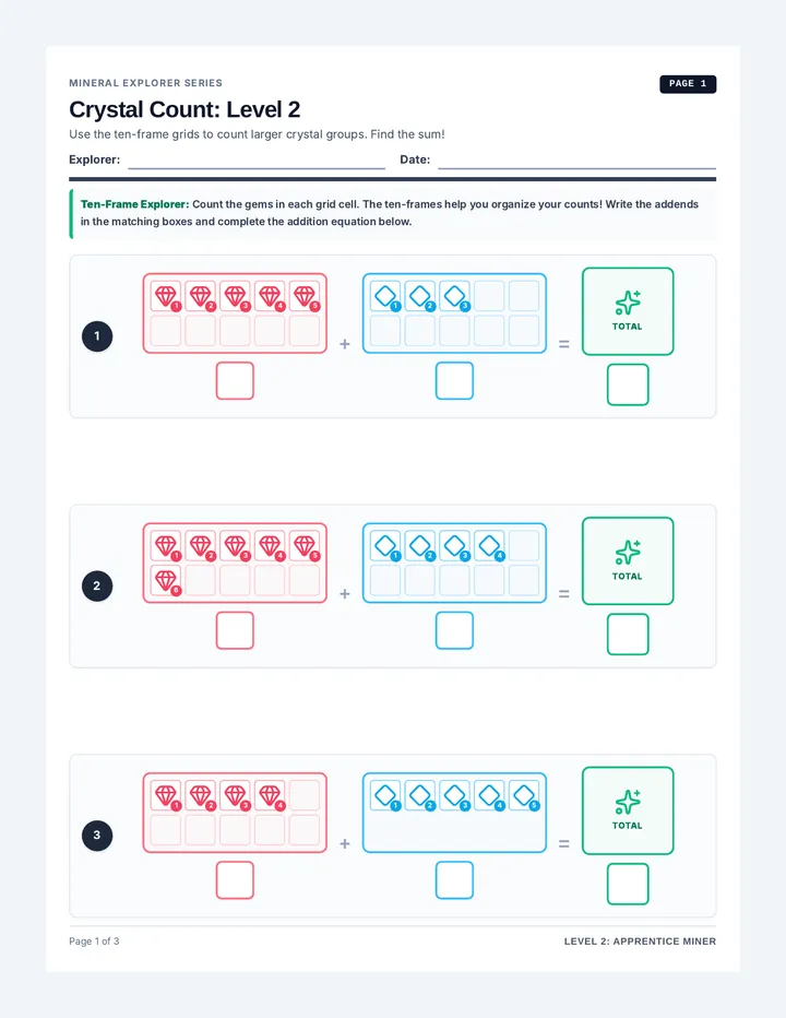 Crystal Count Level 2 Worksheet