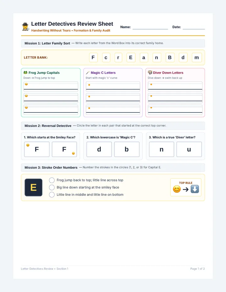 Letter Detectives Review Sheet