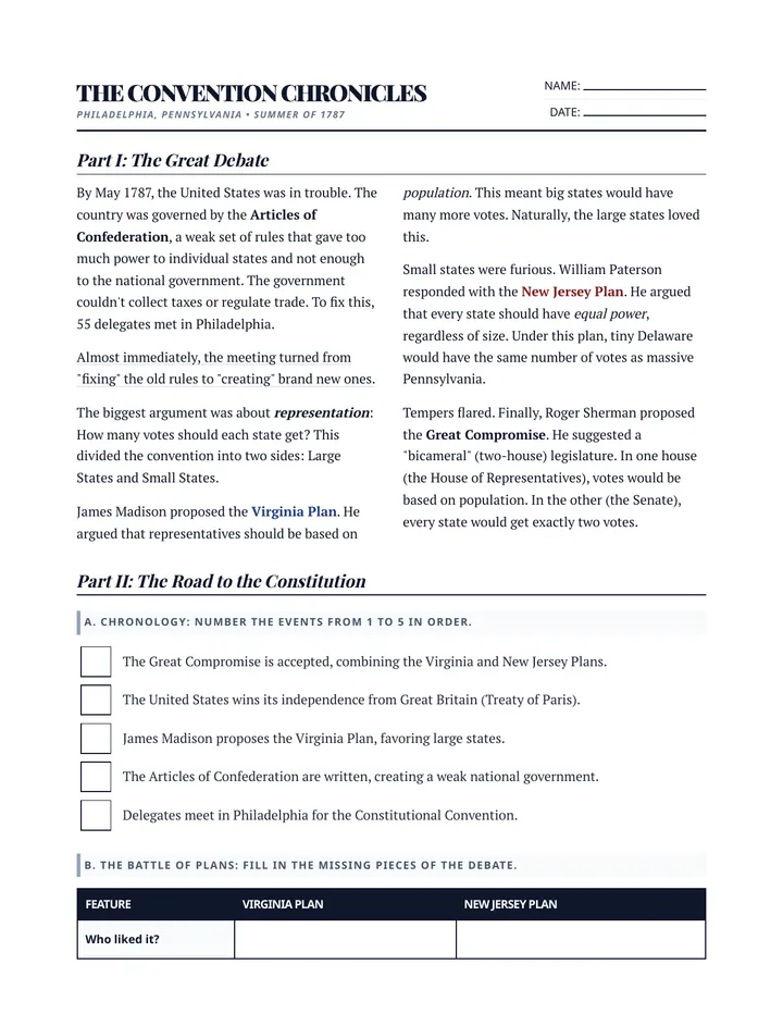 Convention Chronicles Worksheet