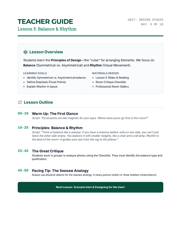 Balance and Rhythm Teacher Guide
