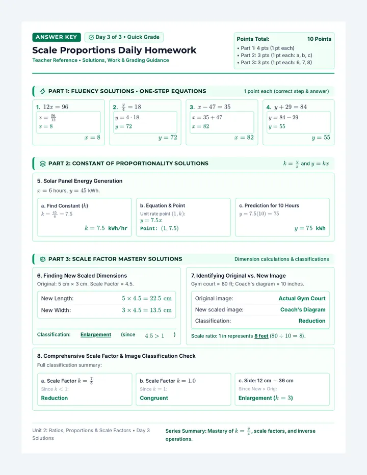 Day Three Proportions Answer Key