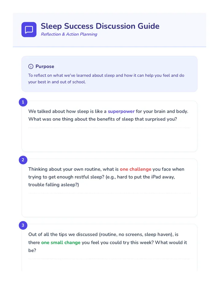 Sleep Success Discussion Guide