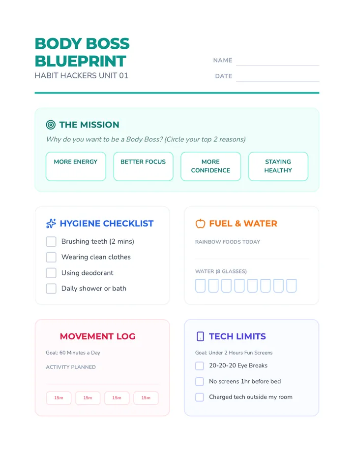 Body Boss Blueprint Worksheet