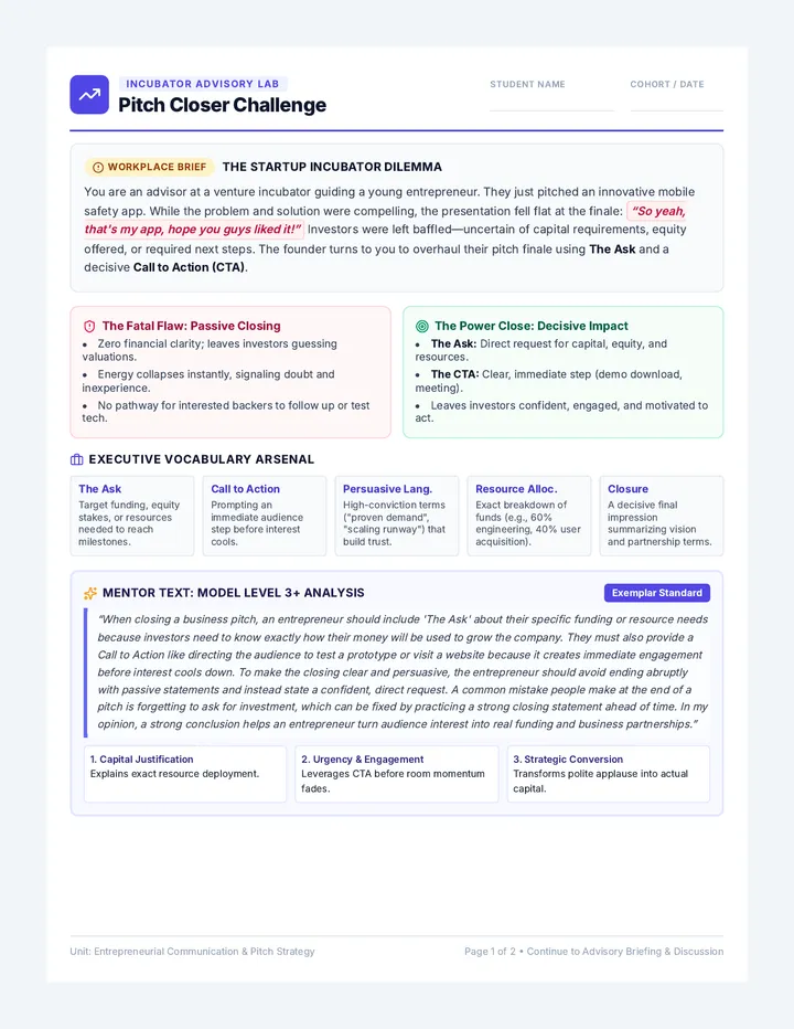 Pitch Closer Challenge Activity Sheet