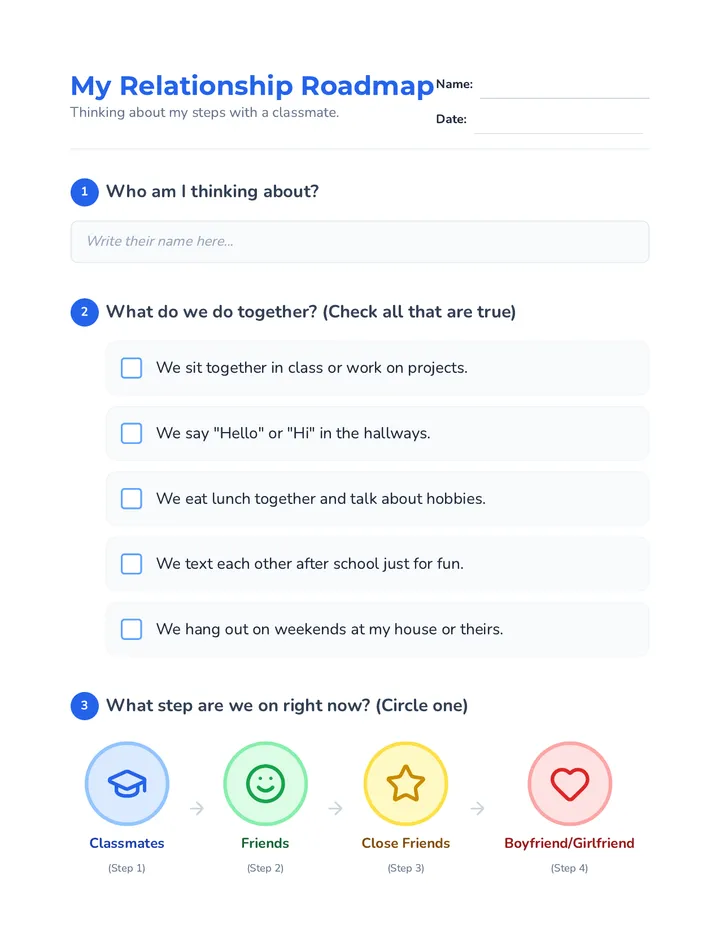 My Relationship Roadmap Worksheet
