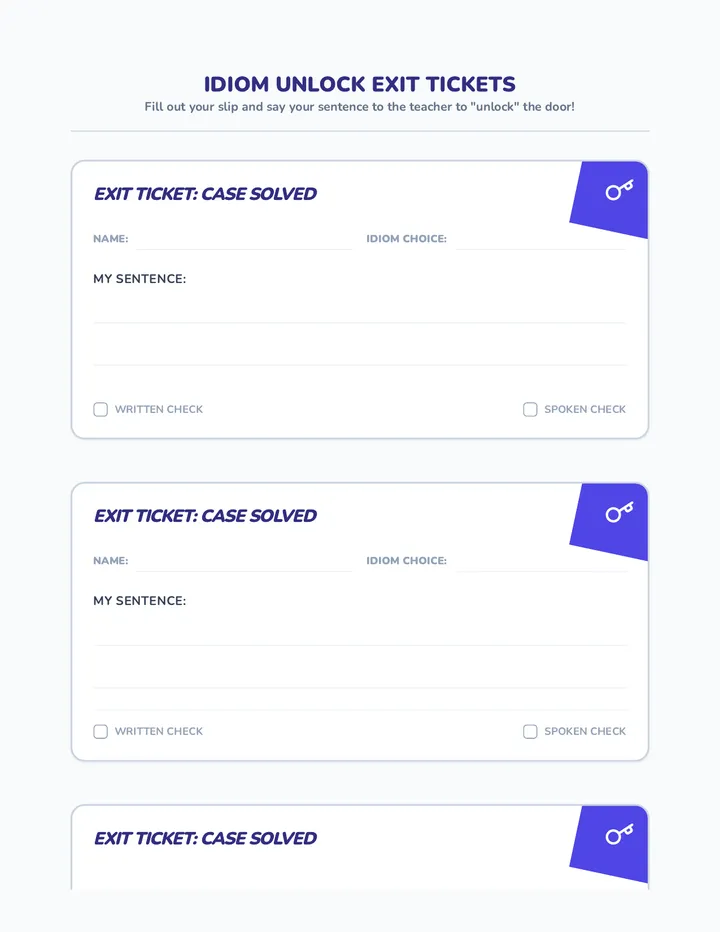 Idiom Unlock Exit Tickets