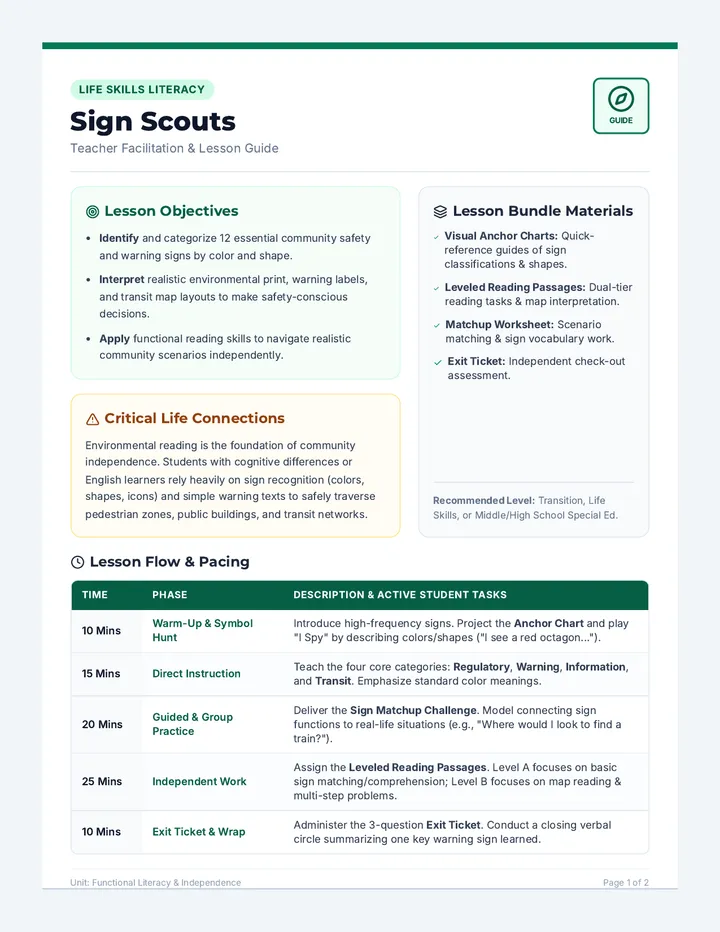 Sign Scouts Teacher Guide