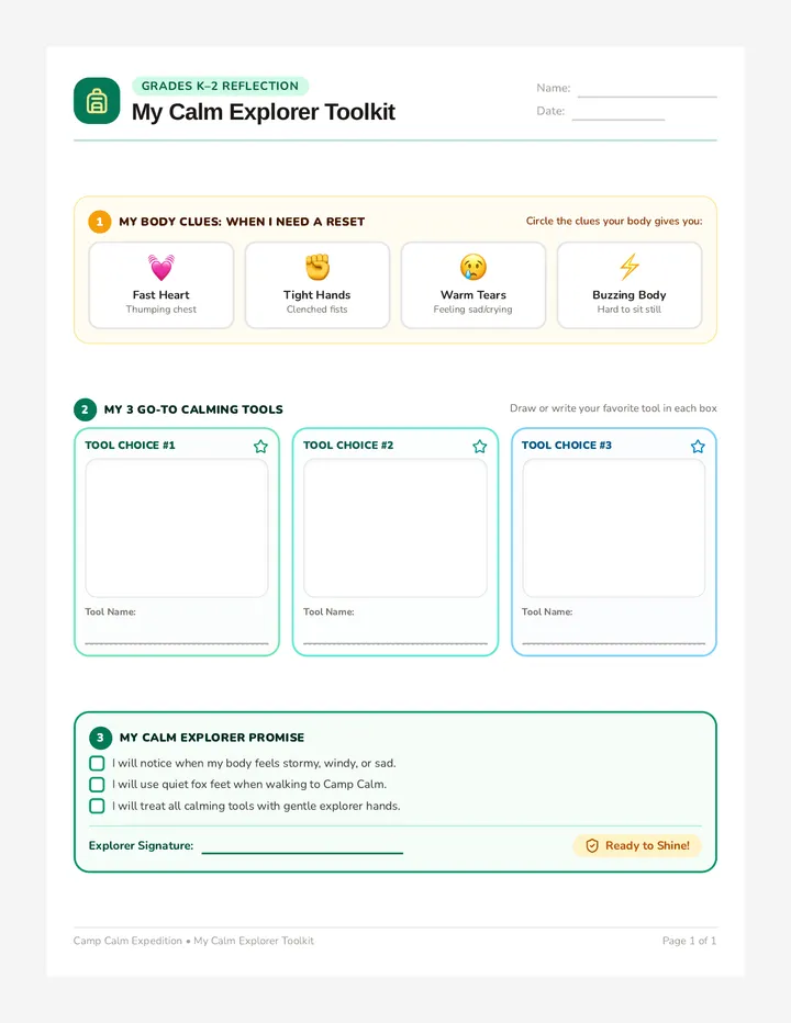 Calm Toolkit Worksheet