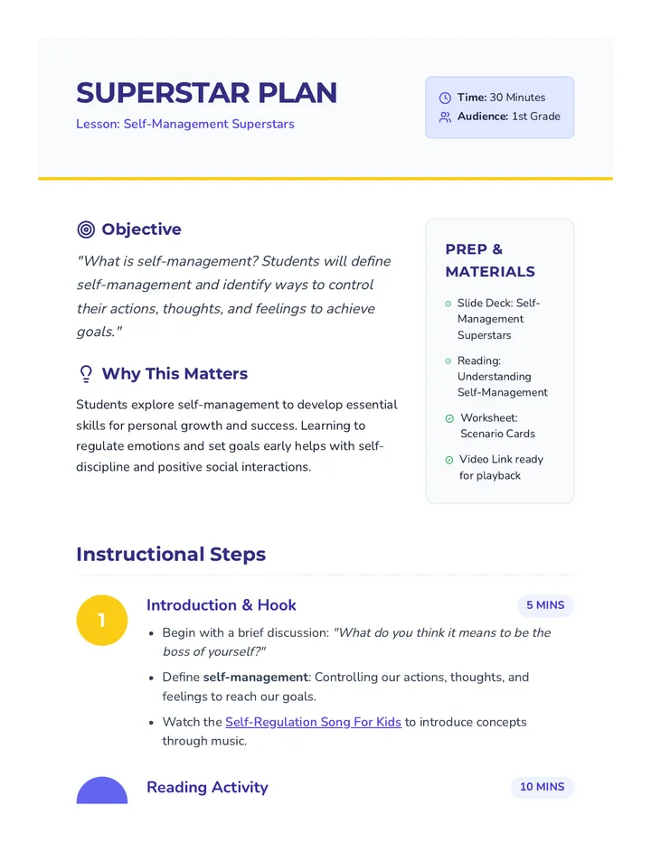 Superstar Lesson Plan