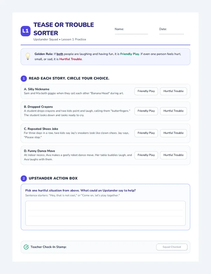 Tease Trouble Sorter Activity