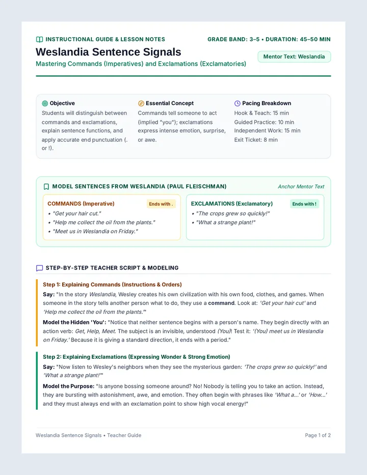 Sentence Signals Teacher Guide