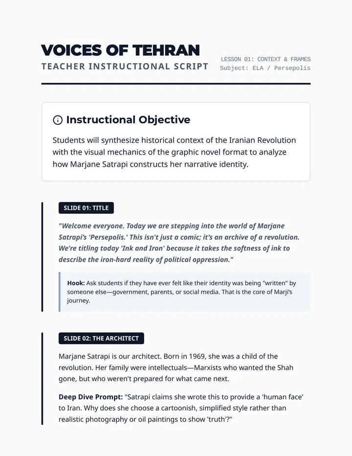 Voices of Tehran Teacher Script