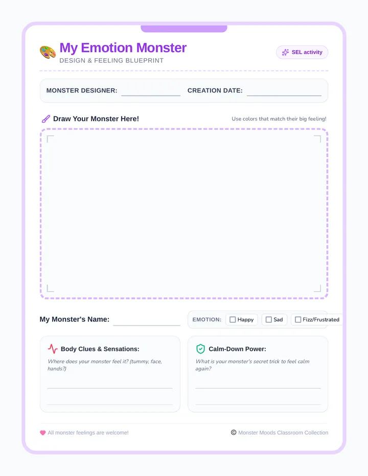 My Emotion Monster Worksheet
