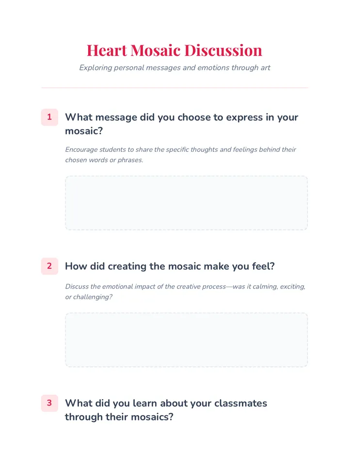 Heartfelt Mosaics Discussion Guide